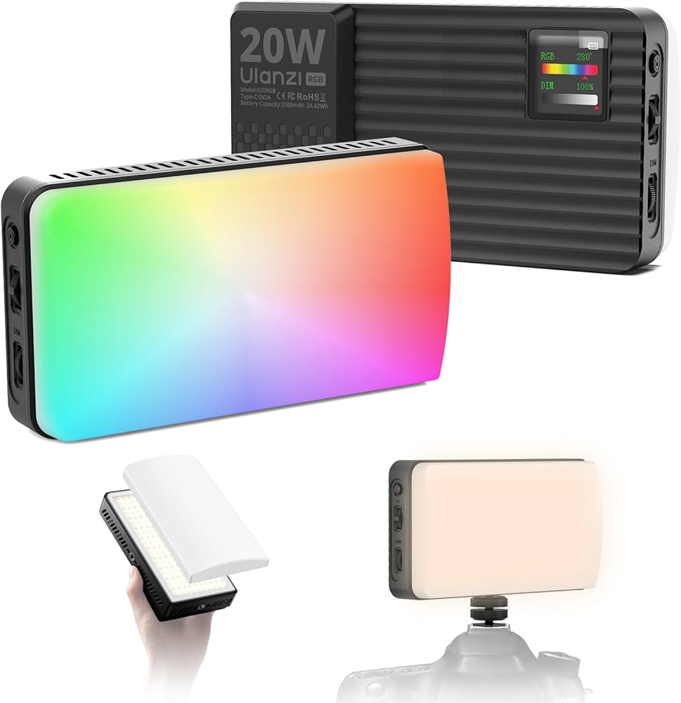 Amazon | Ulanzi 20W RGBビデオライト ポータブル 撮影用ライト 小型